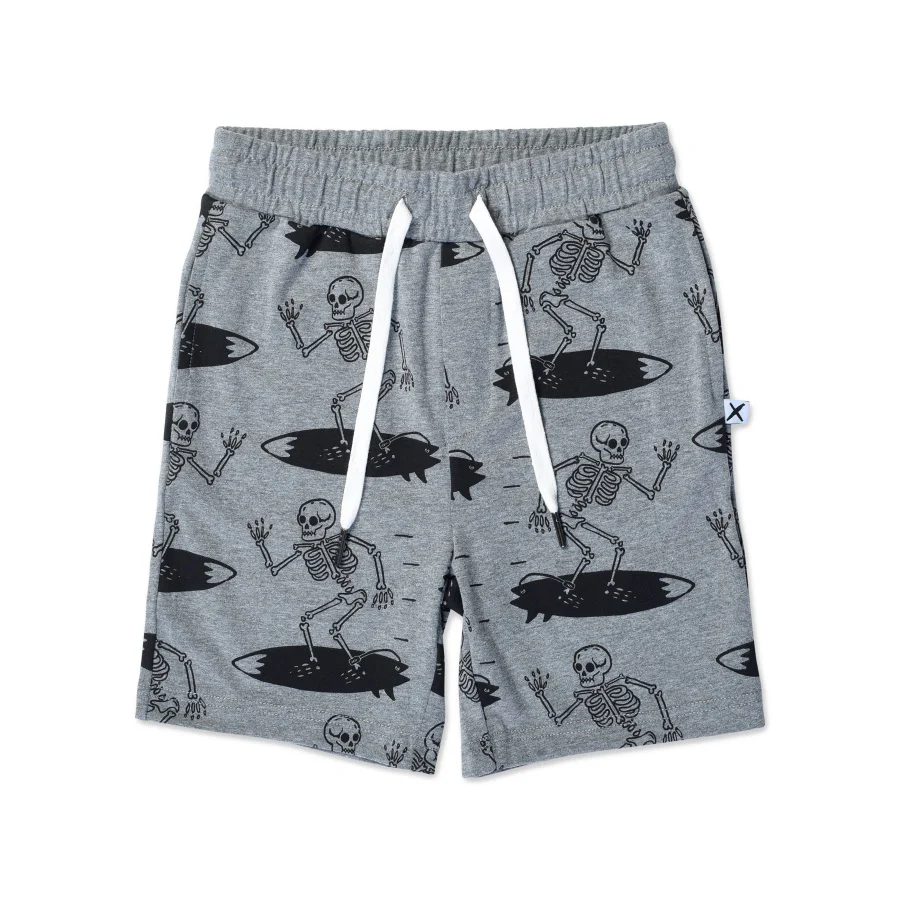Minti Surfing Skeletons Short - Charcoal Marle