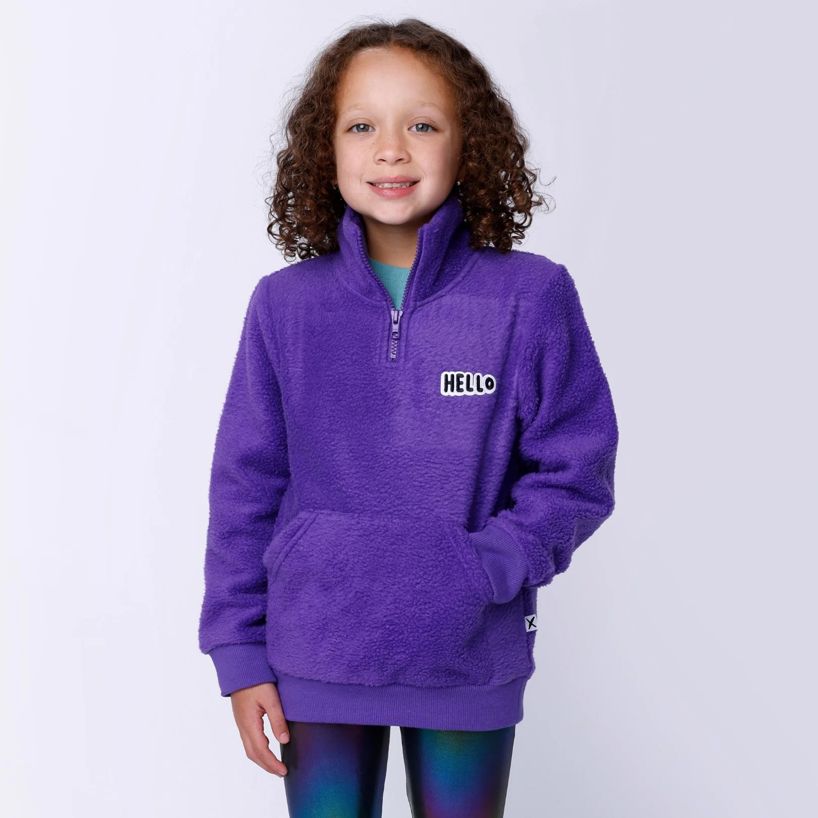 Teddy Half Zip Crew - Purple - Image 2