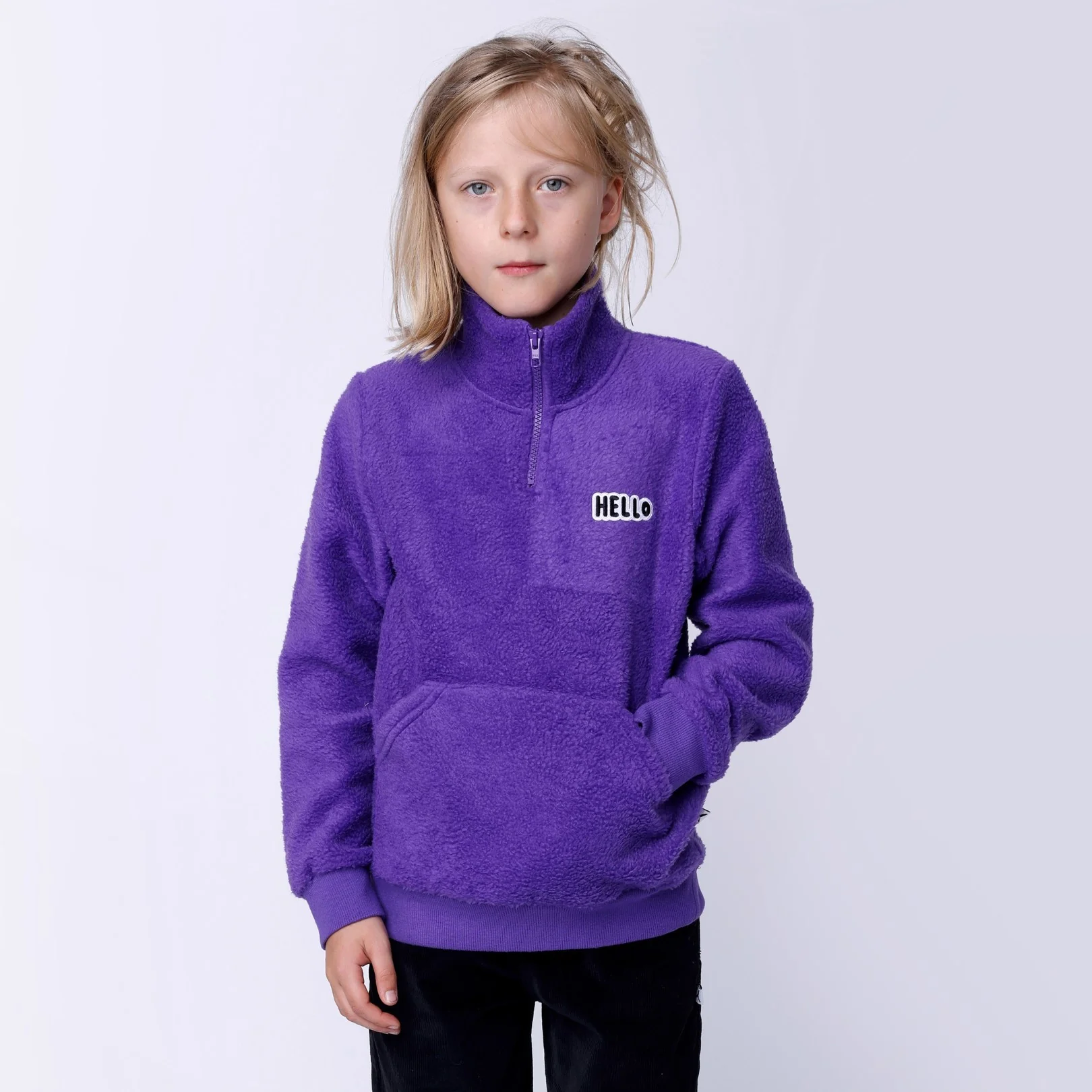 Teddy Half Zip Crew - Purple - Image 5