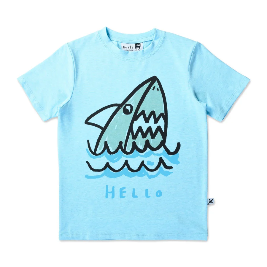 Minti Texta Shark Tee - Aqua Marle
