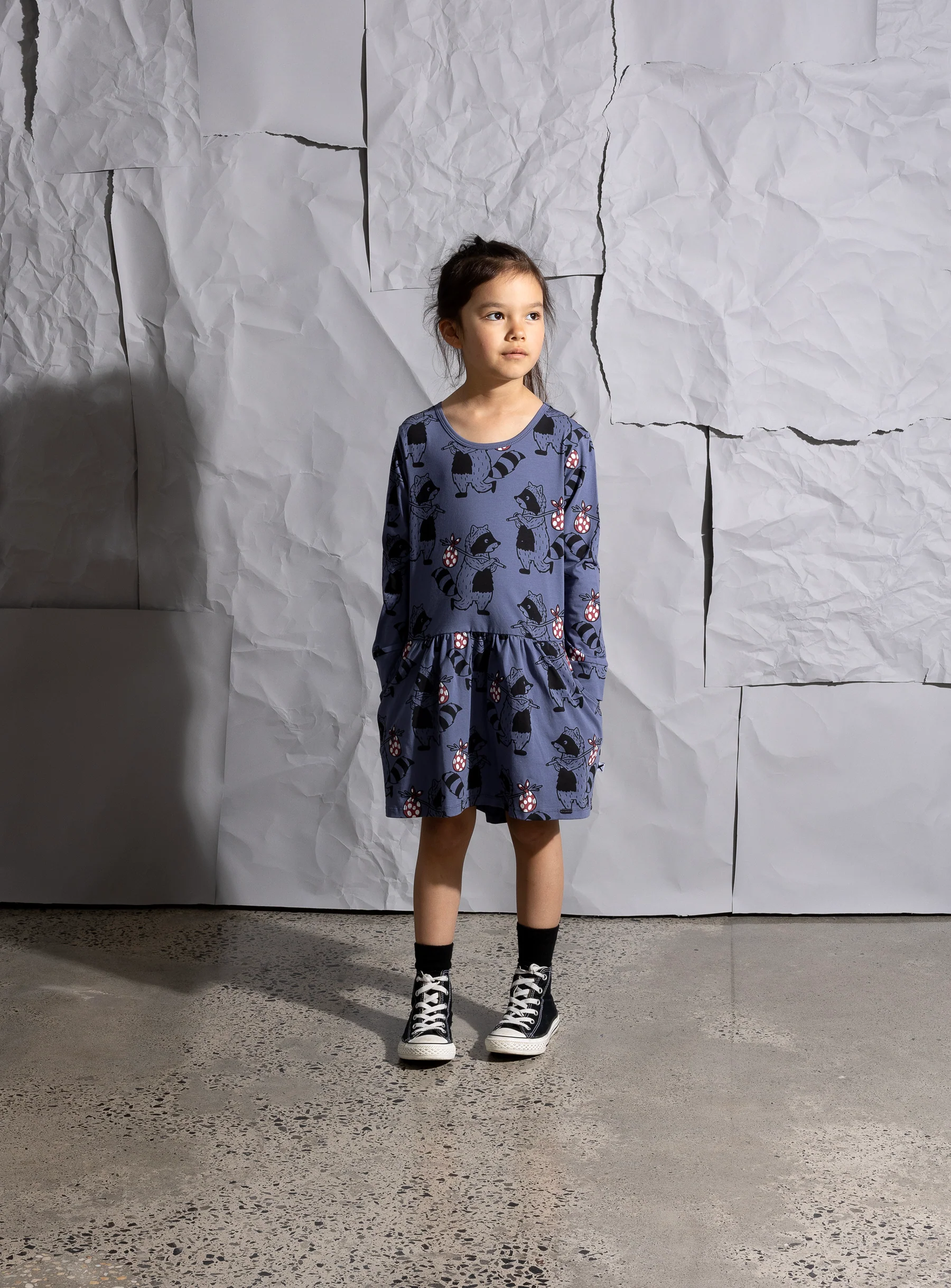 Minti Wandering Raccoon Dress - Midnight - Image 3