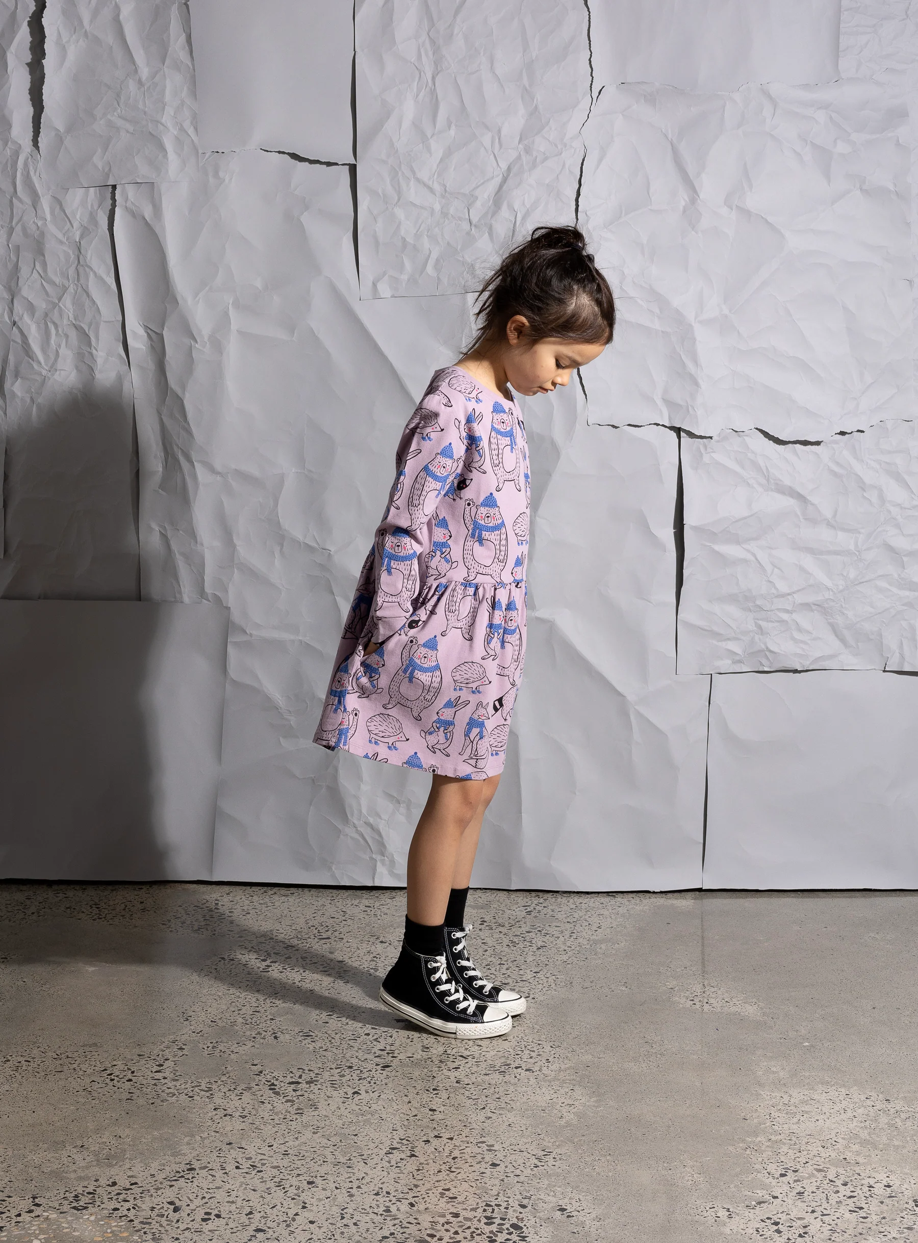 Minti Warm Forest Friends Dress - Muted Purple - Image 3