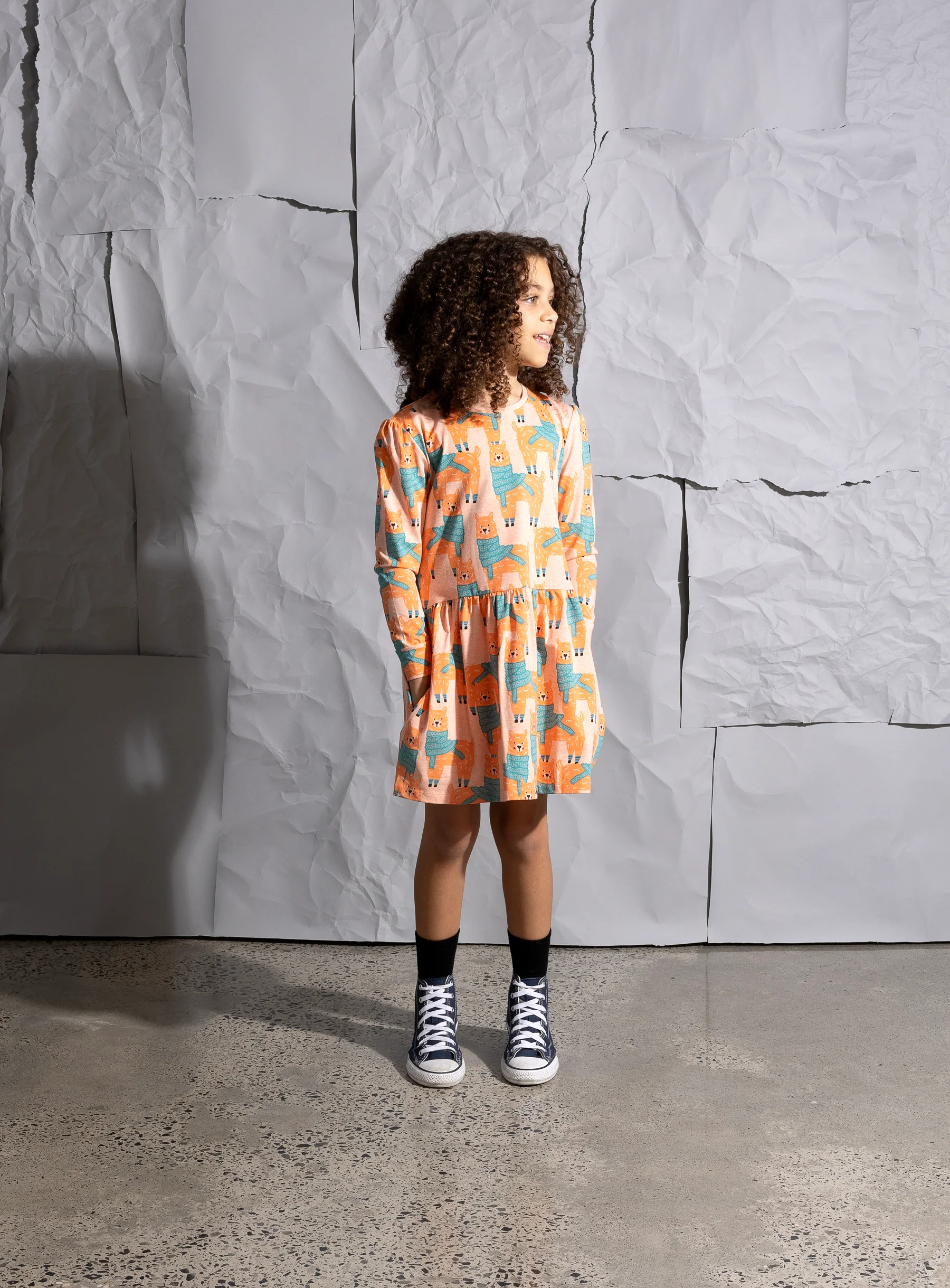 Minti Warm Llamas Dress - Apricot Marle - Image 2