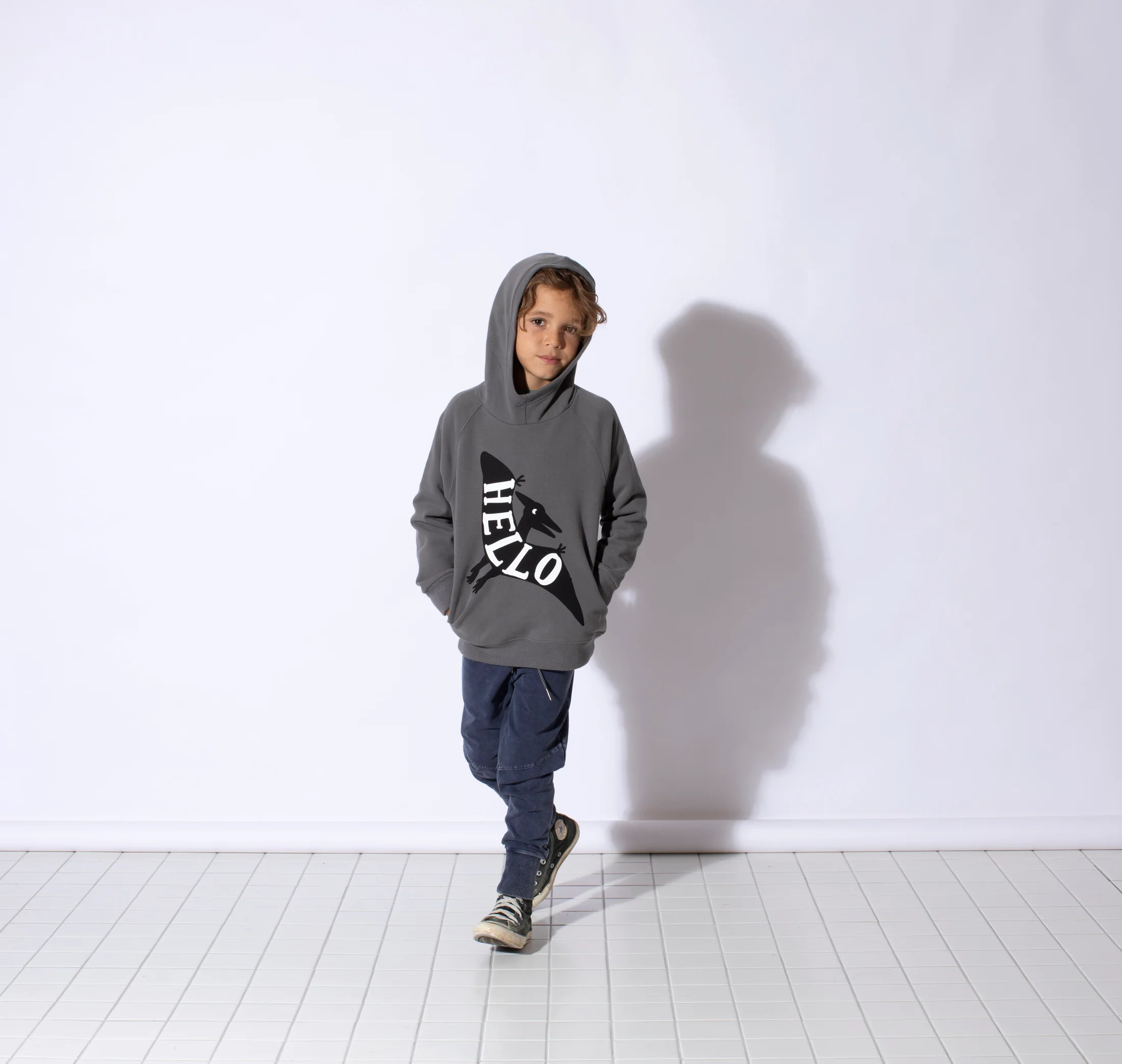 Minti Hello Pterodactyl Furry Hood - Dark Grey - Image 2