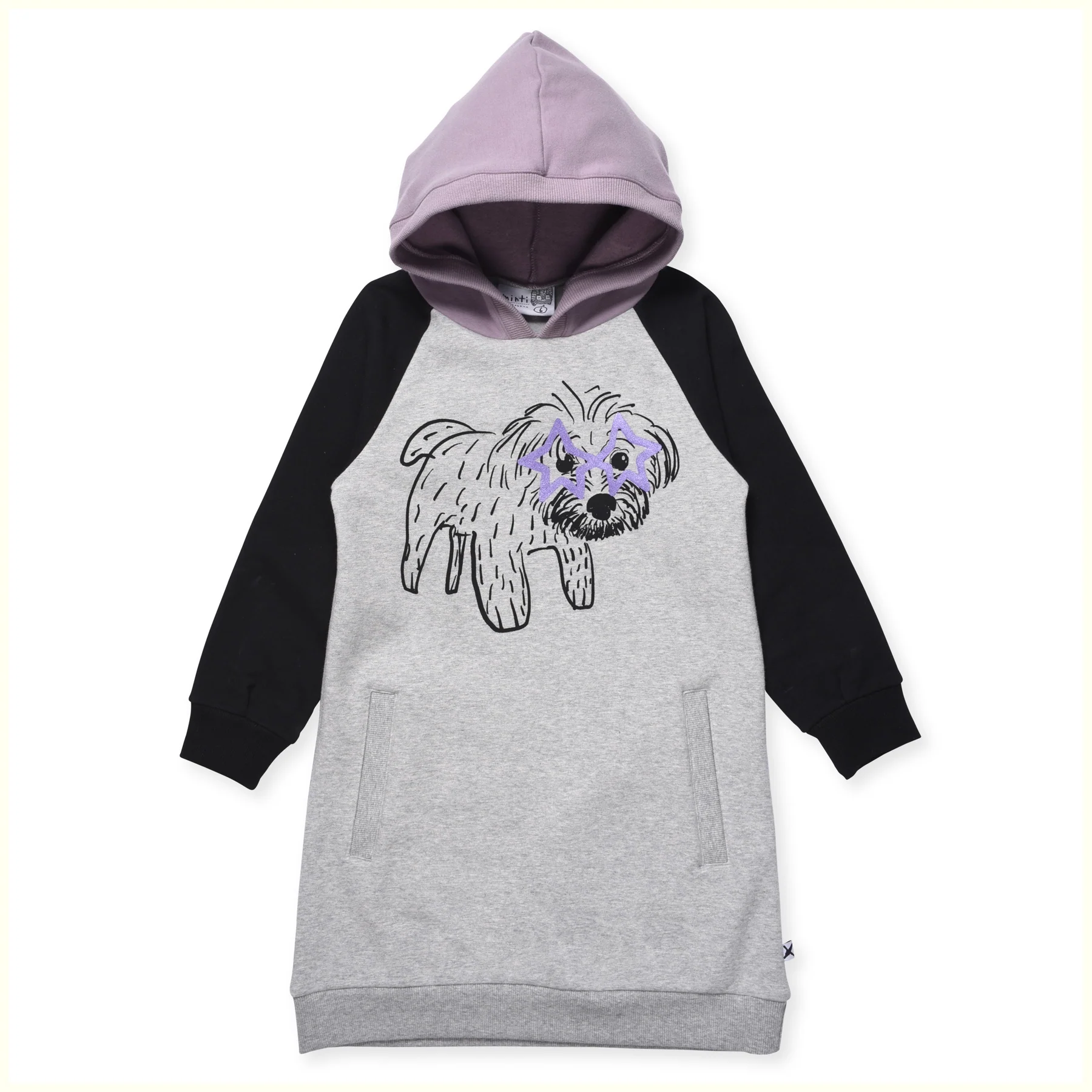 Minti Hello Pup Furry Hoodie Dress - Multi