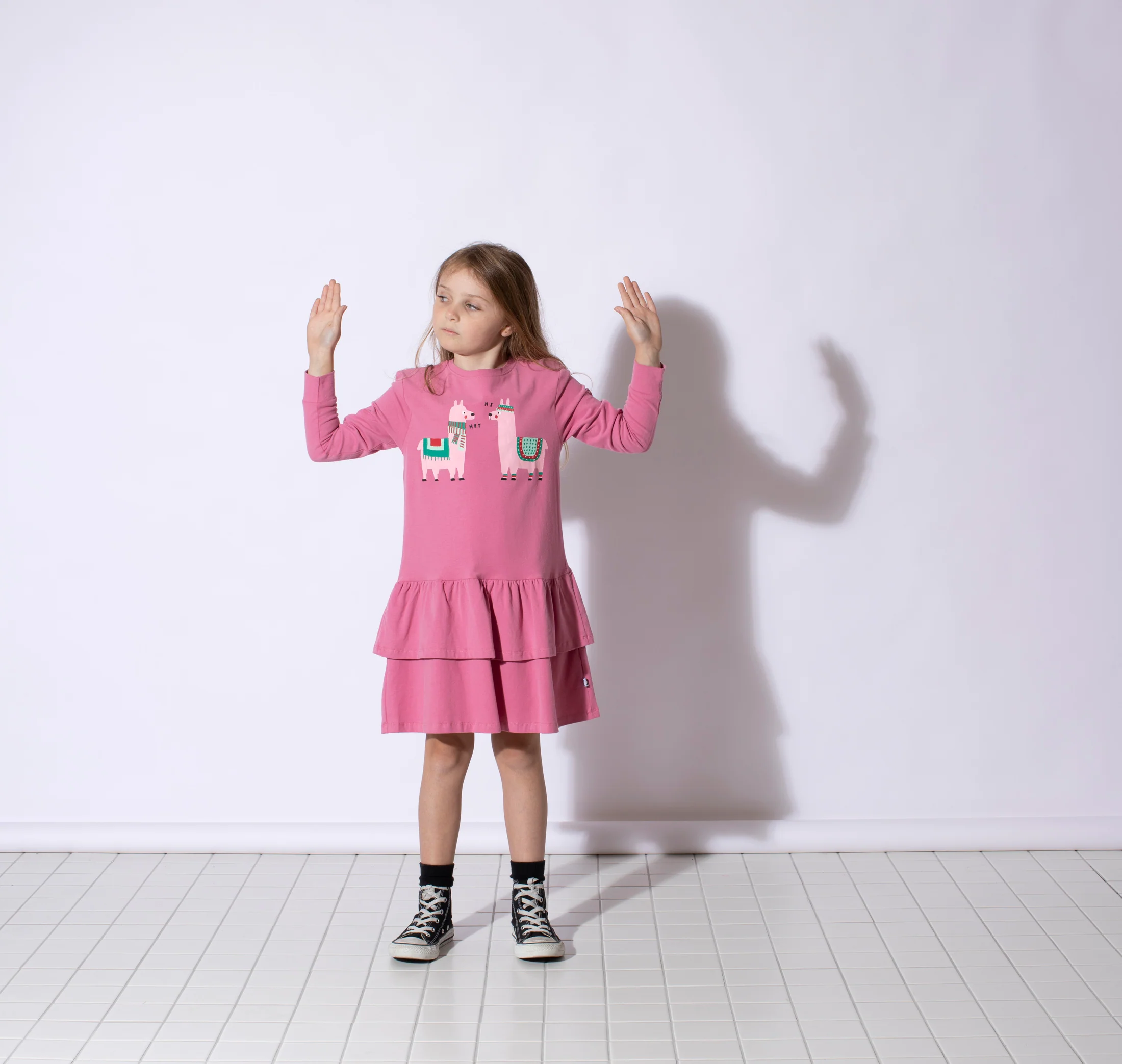 Minti Friendly Llamas Dress - Sorbet - Image 3