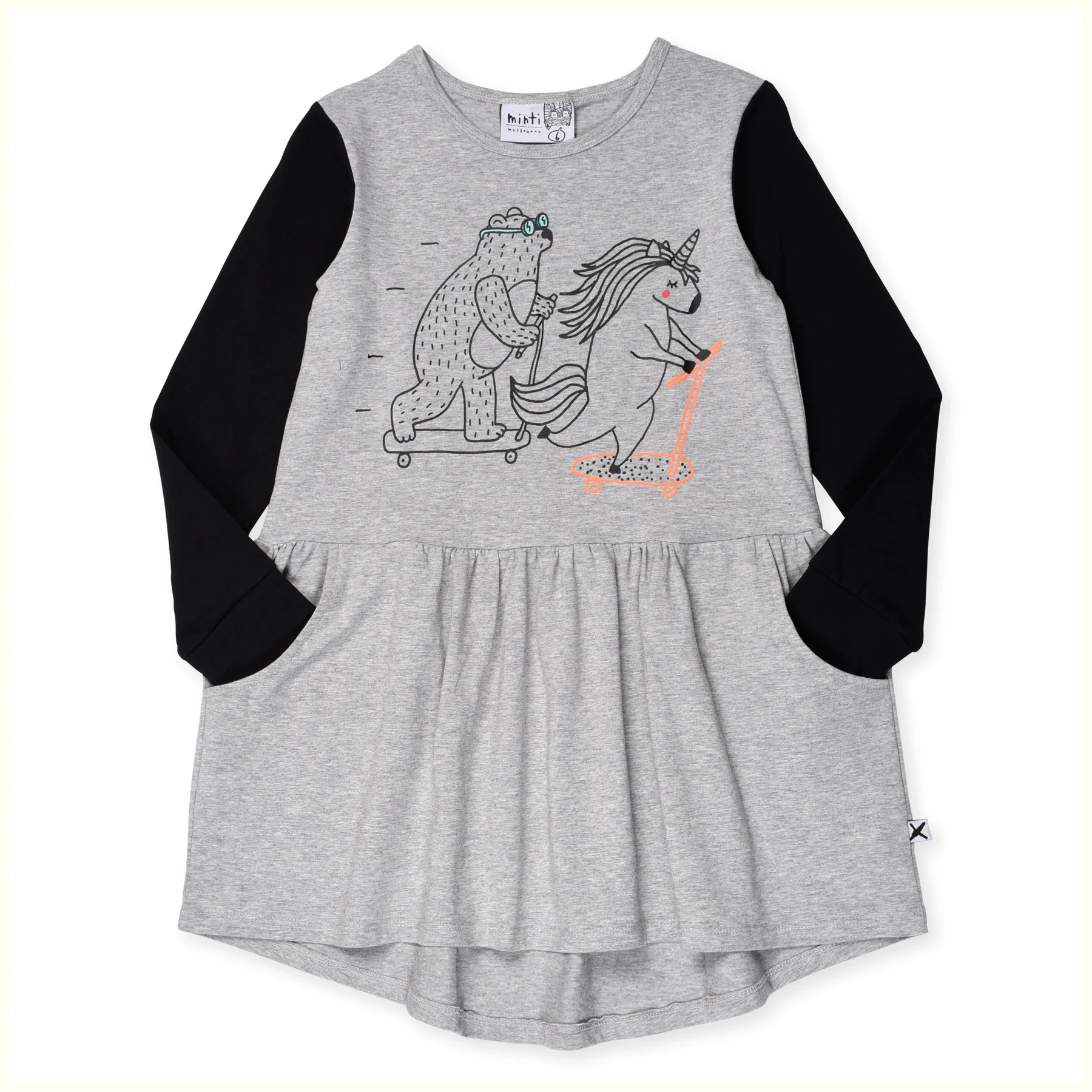 Minti Fast Friends Dress - Grey Marle/Black - Image 2