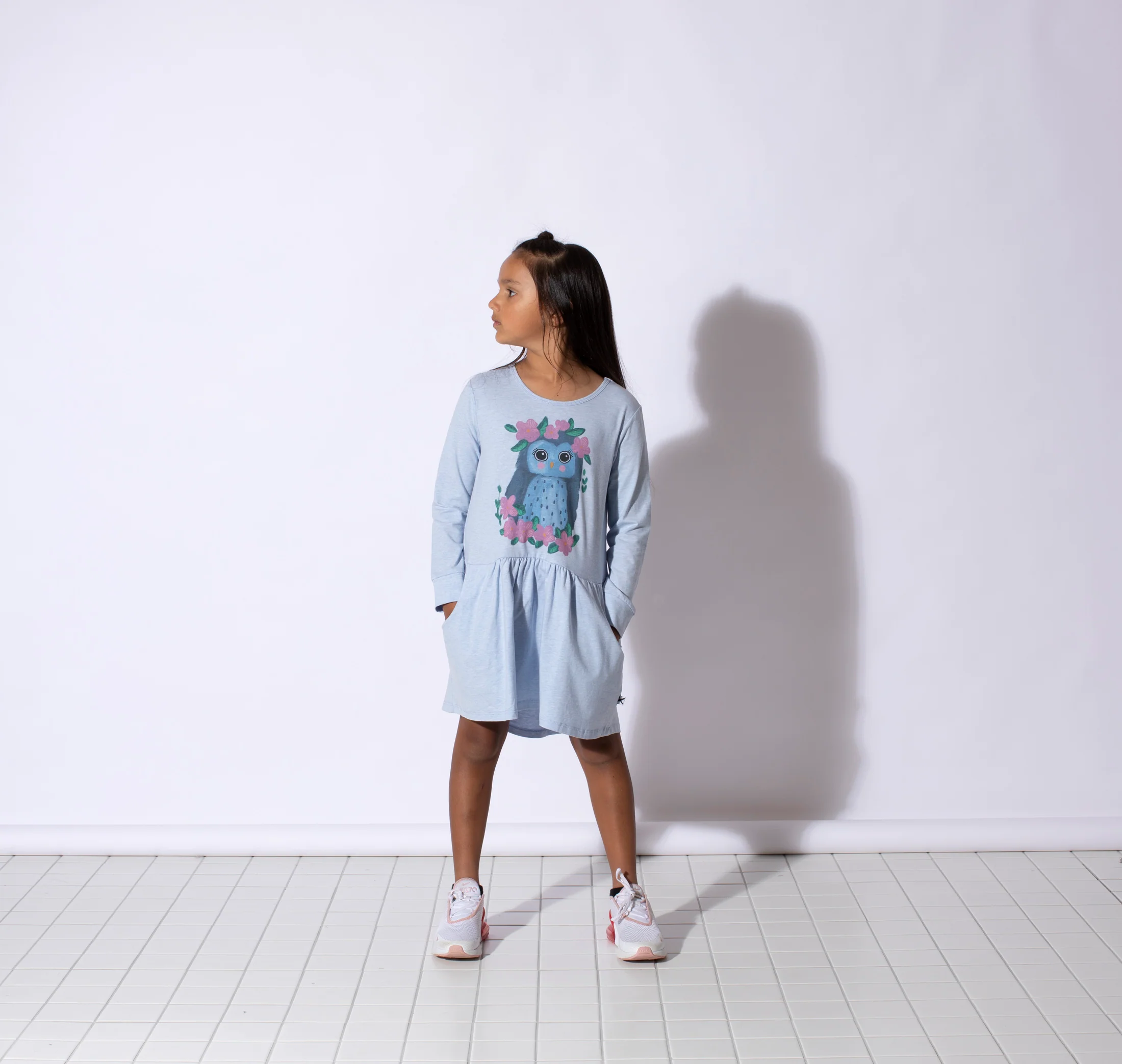 Minti Pretty Owl Dress - Cornflower Marle - Image 3