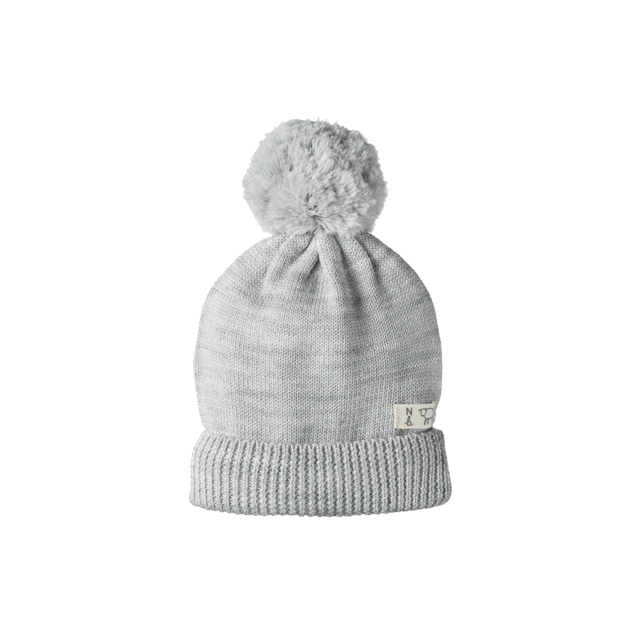 Nature Baby Alpine Pom Pom Beanie - Light Grey Marl