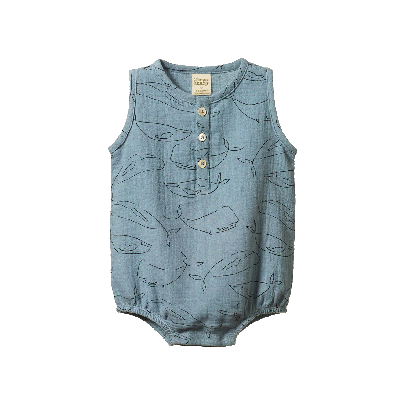 Cedar Suit Muslin - Blue Whale Print