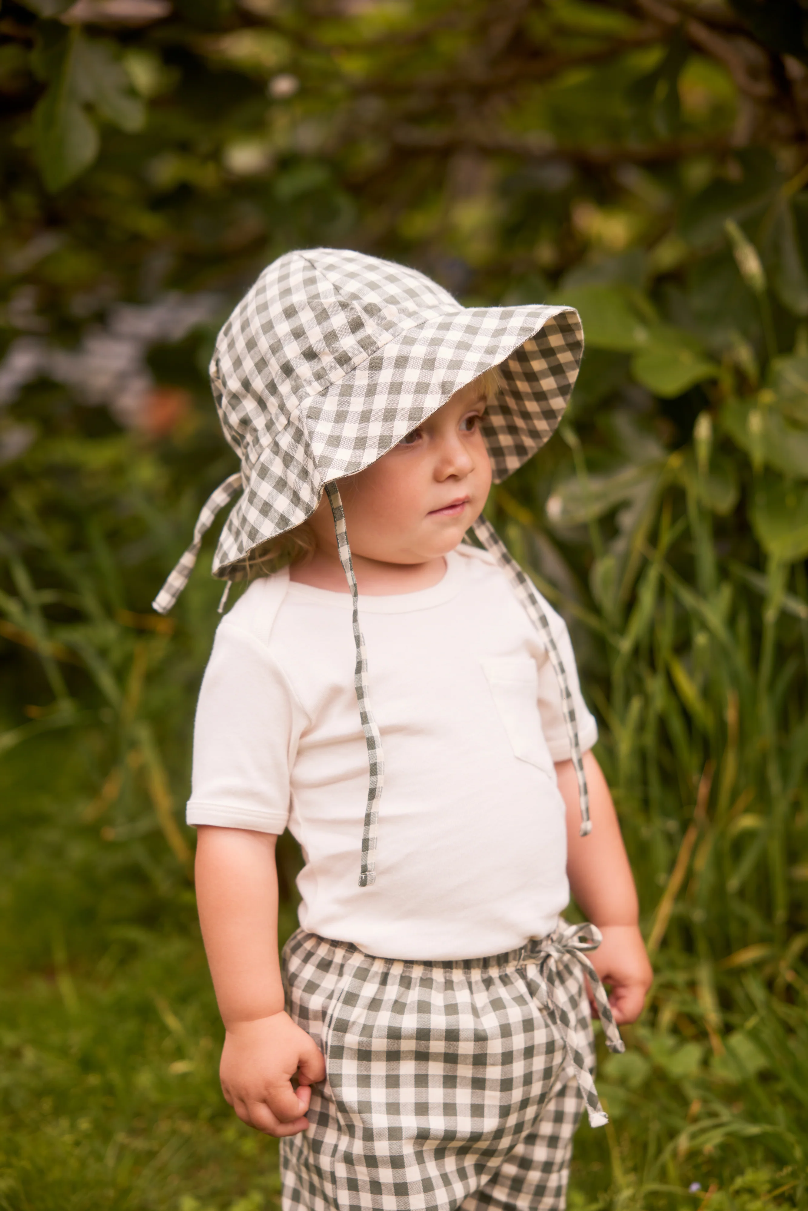 Nature Baby Gingham Sunhat - Thyme Check - Image 2