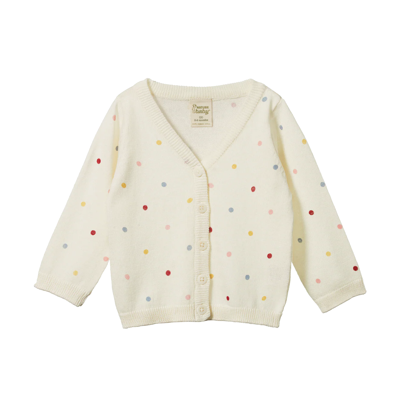 Nature Baby Light Cotton Knit Cardigan - Polka Dot Dusky Print