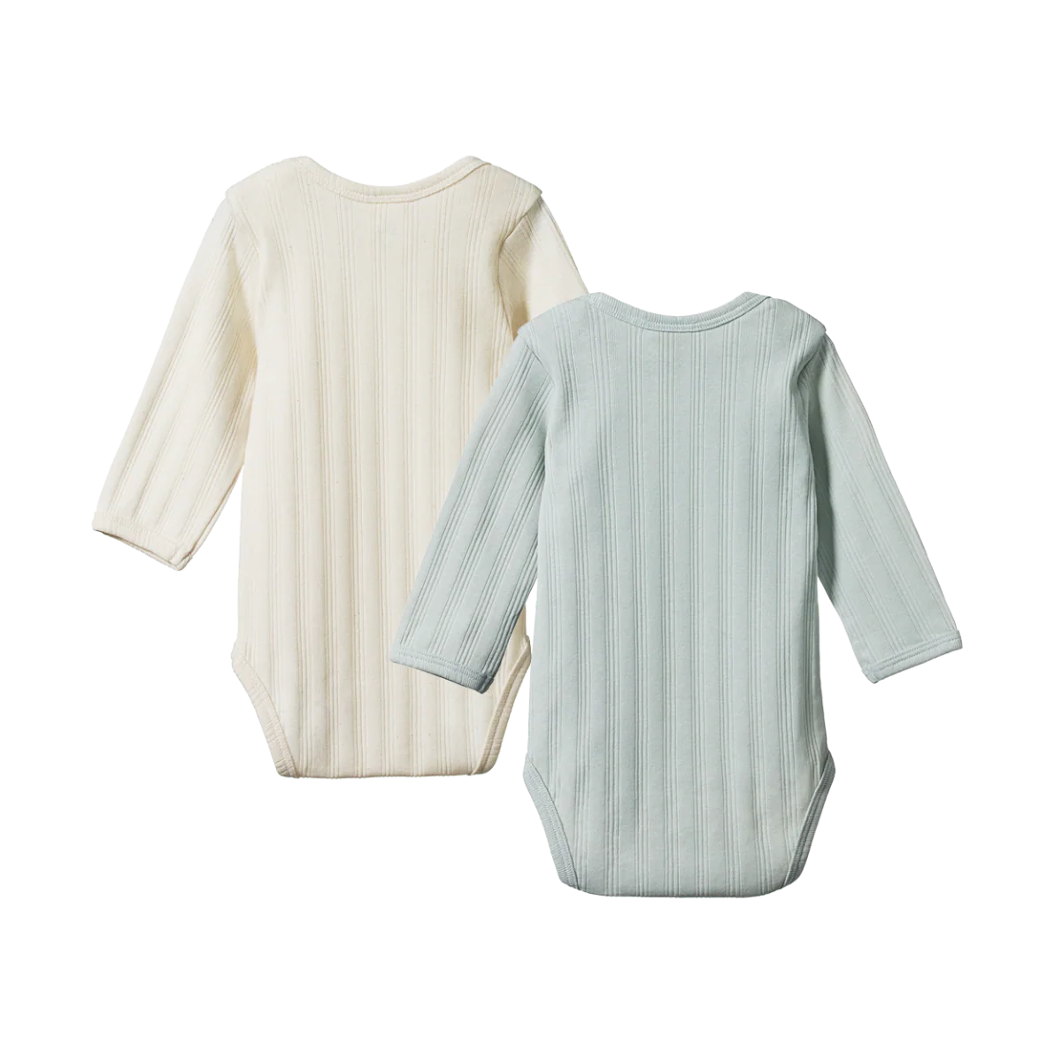 Long Sleeve Bodysuit Derby 2 Pack - Natural/Sea - Image 3