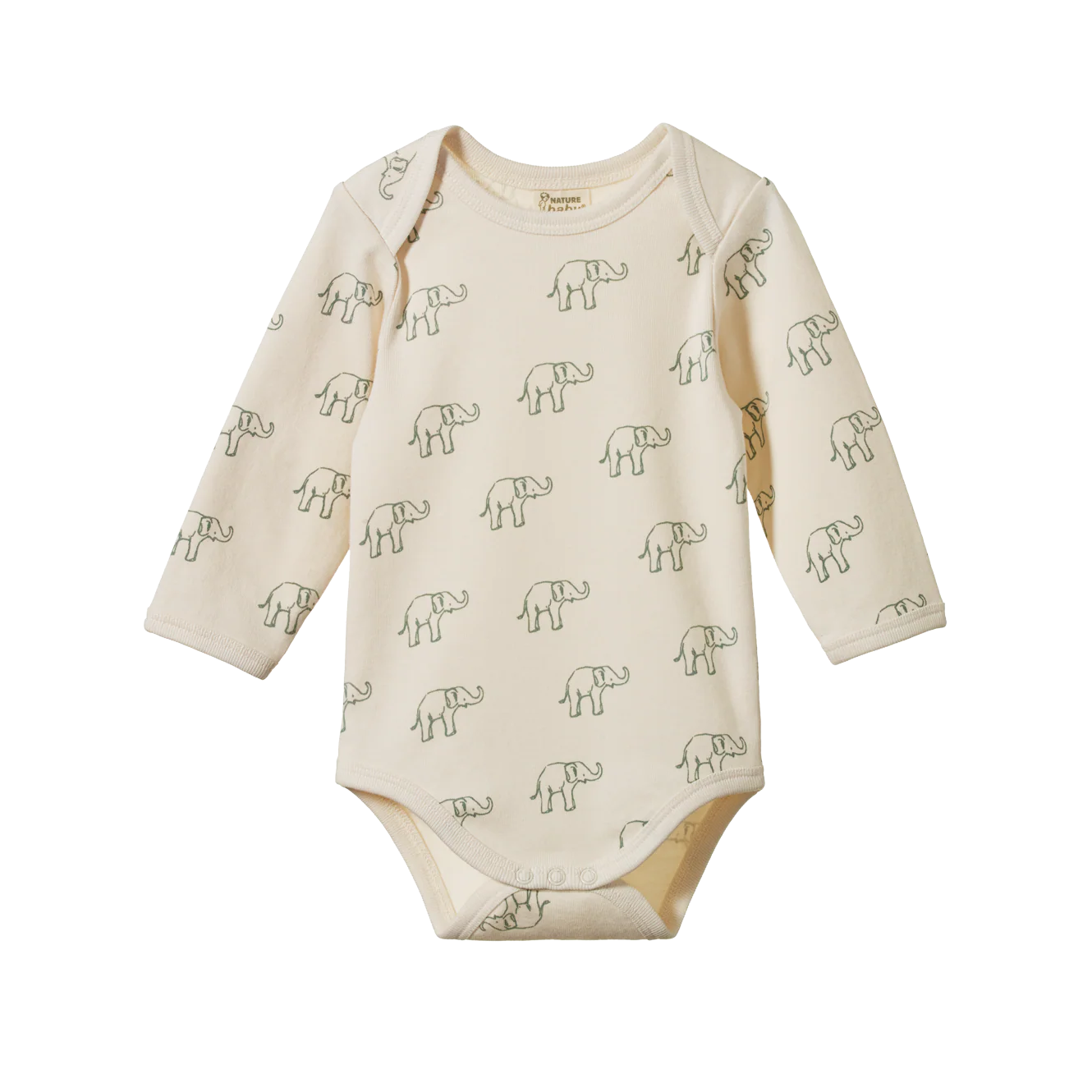 Nature Baby Long Sleeve Bodysuit - Elephant Print