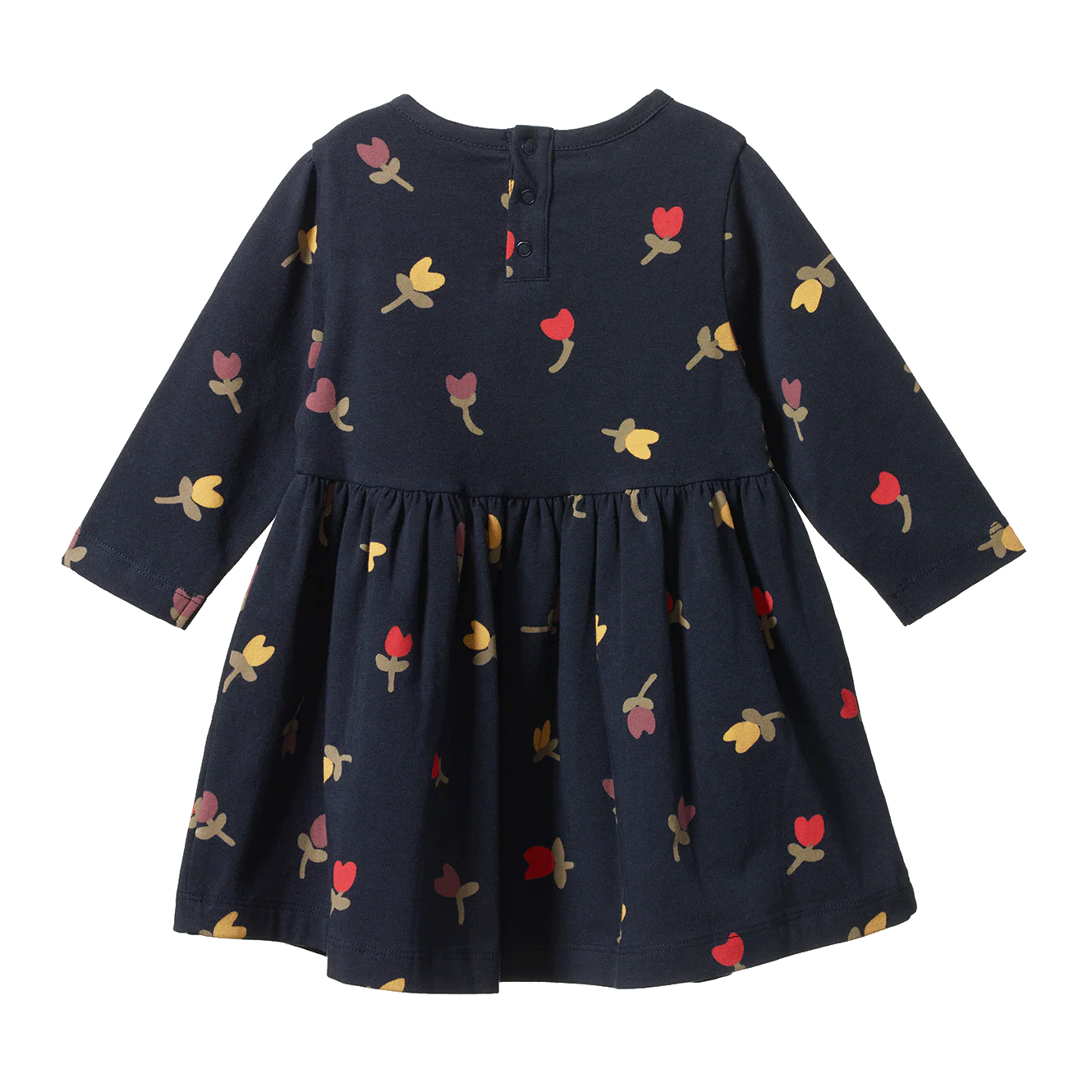 Long Sleeve Twirl Dress - Navy Tulip Print - Image 3