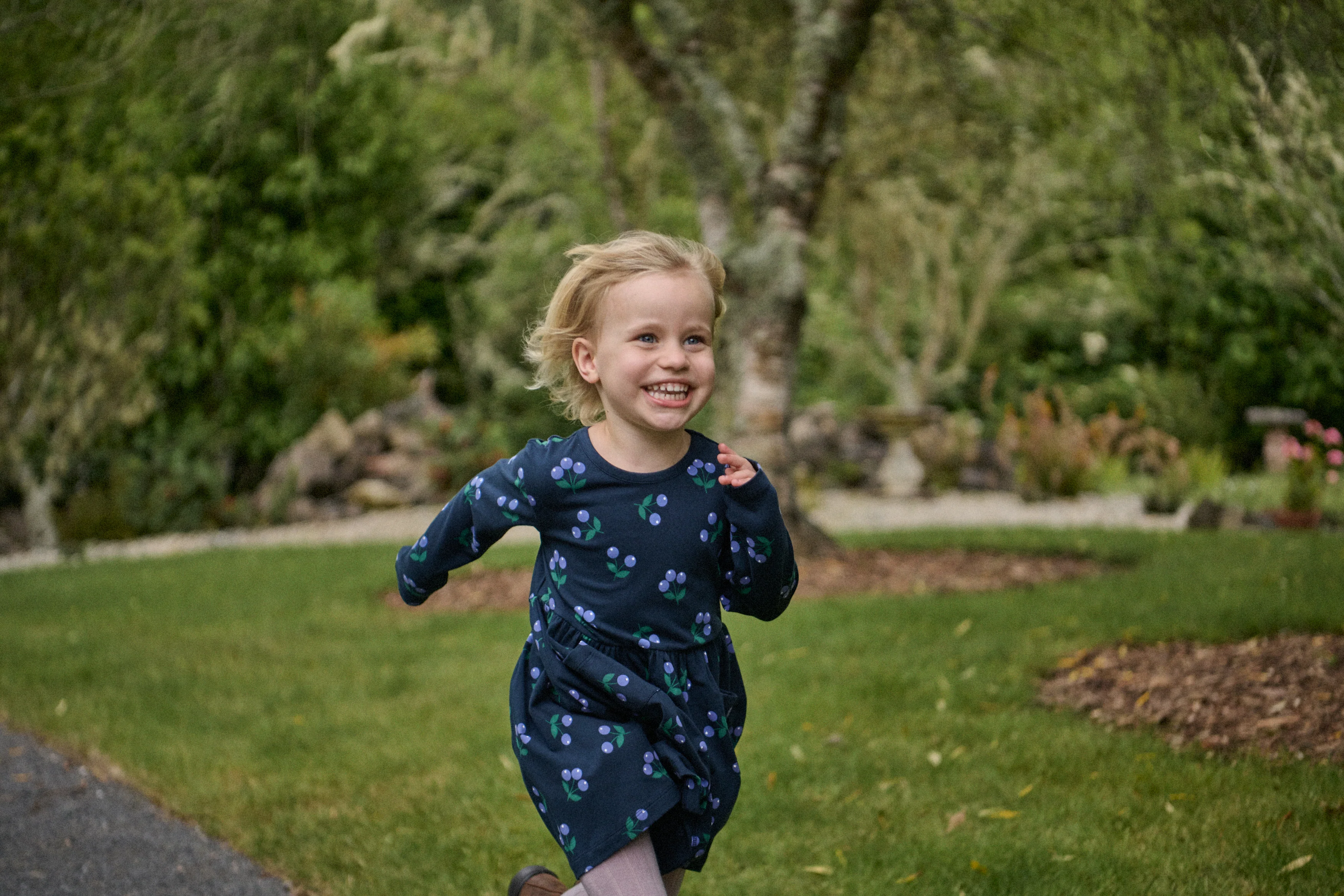 Long Sleeve Twirl Dress - Winter Berry Navy Print - Image 7