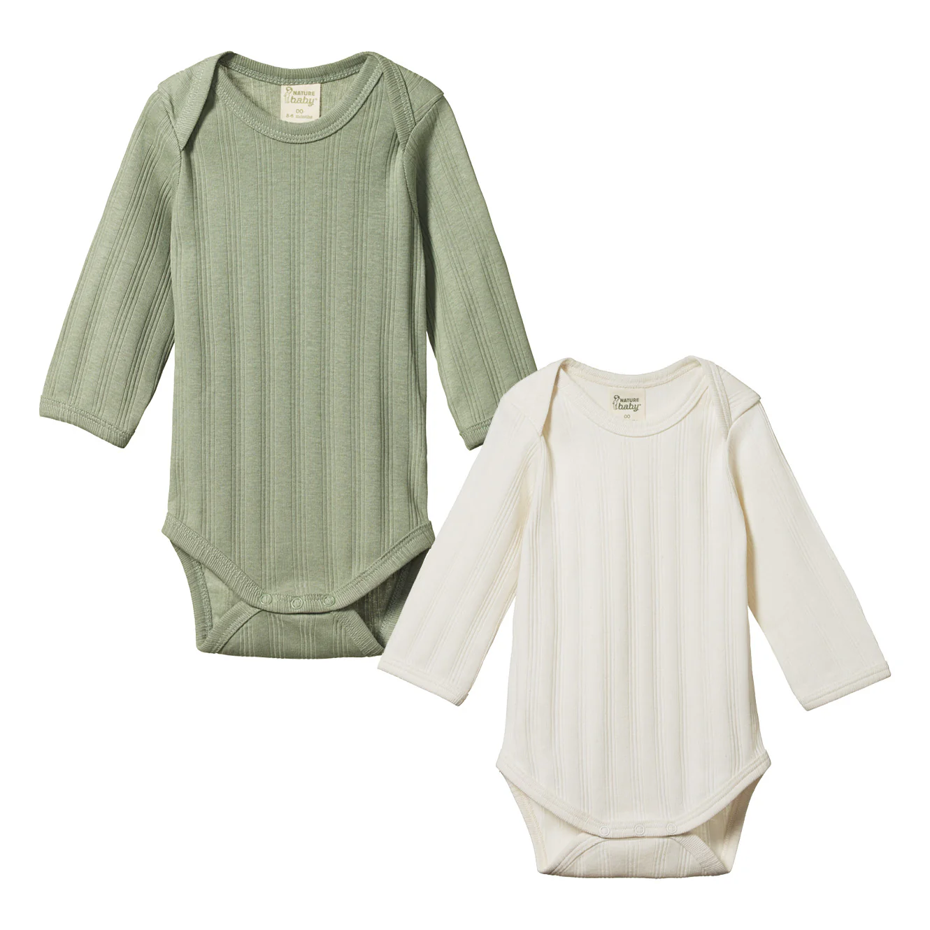 Long Sleeve Bodysuit Derby 2 Pack - Natural/Nettle