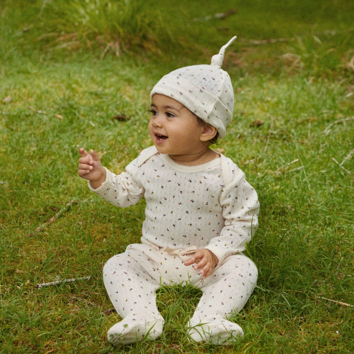 Long Sleeve Bodysuit Pointelle - Aster Floral Print - Image 2