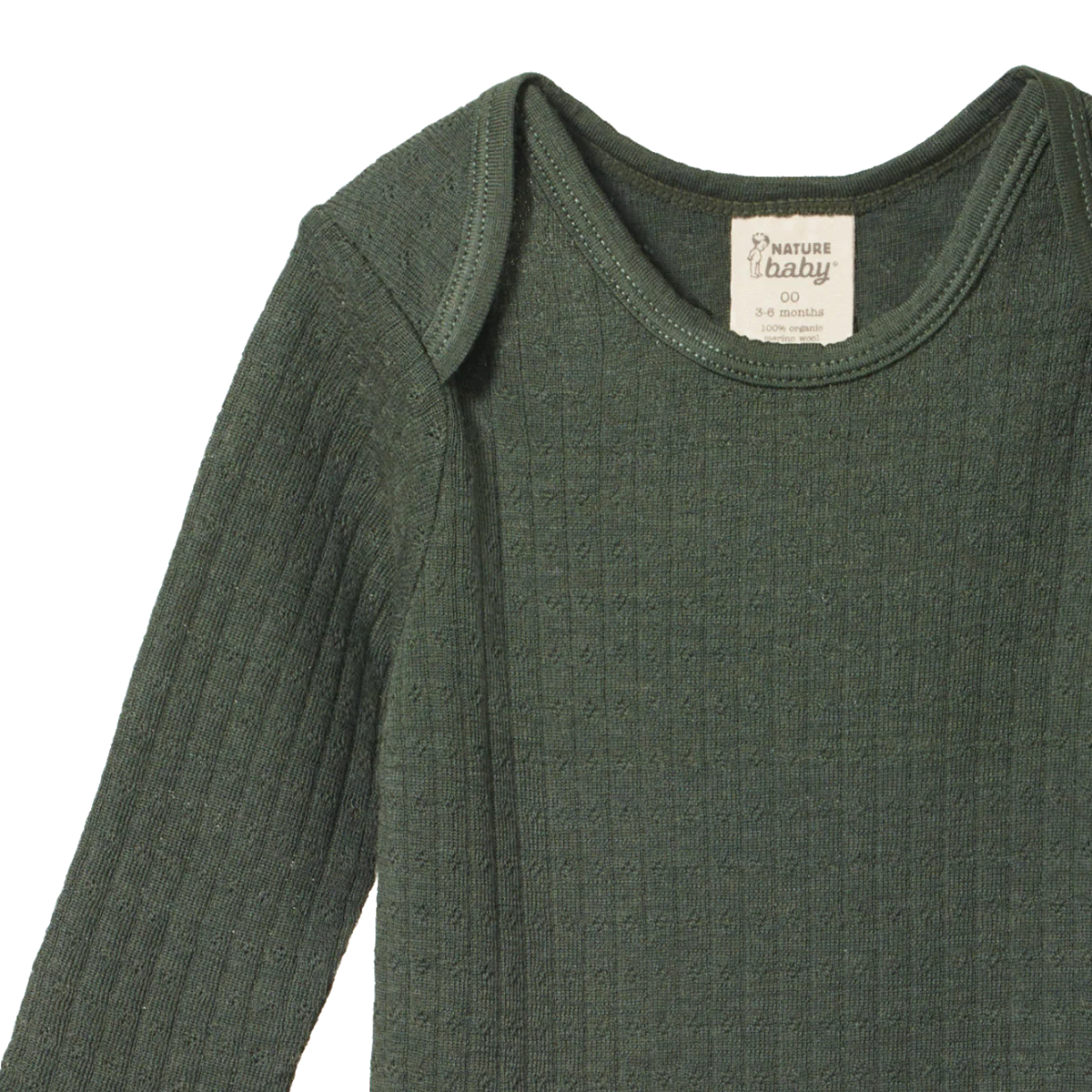 Long Sleeve Bodysuit Pointelle - Thyme - Image 2