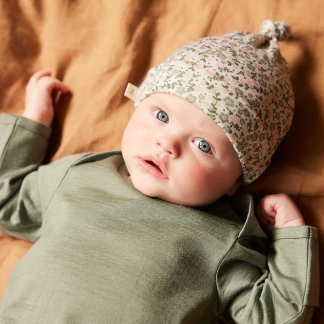 Nature Baby Merino Essentials Knotted Beanie - Daisy Belle Print - Image 2
