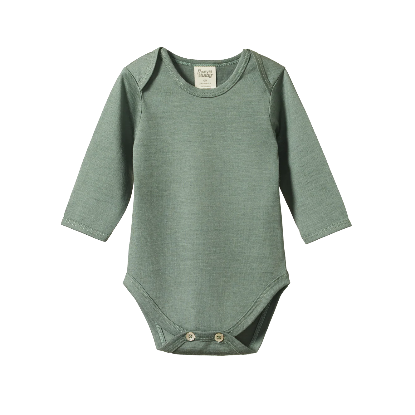 Nature Baby Merino Essentials Long Sleeve Bodysuit - Nettle
