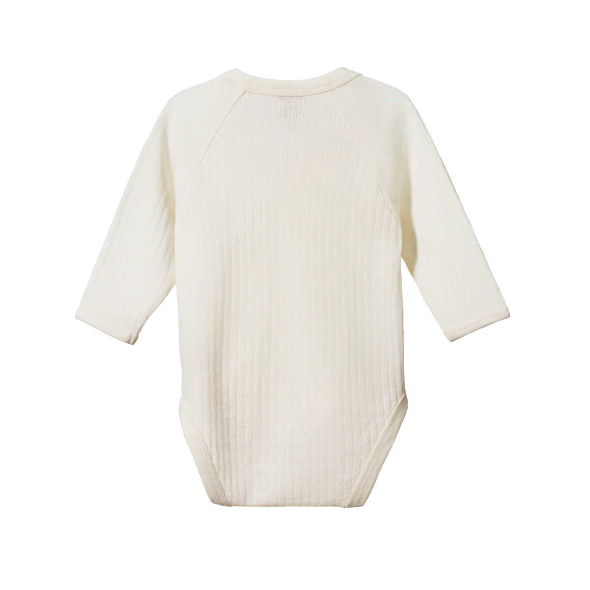Merino Wool Long Sleeve Kimono Bodysuit Pointelle - Natural - Image 2