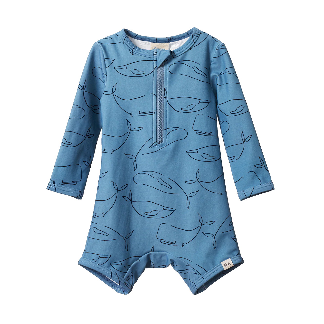 One Piece Bathing Trunks - Blue Whale Print