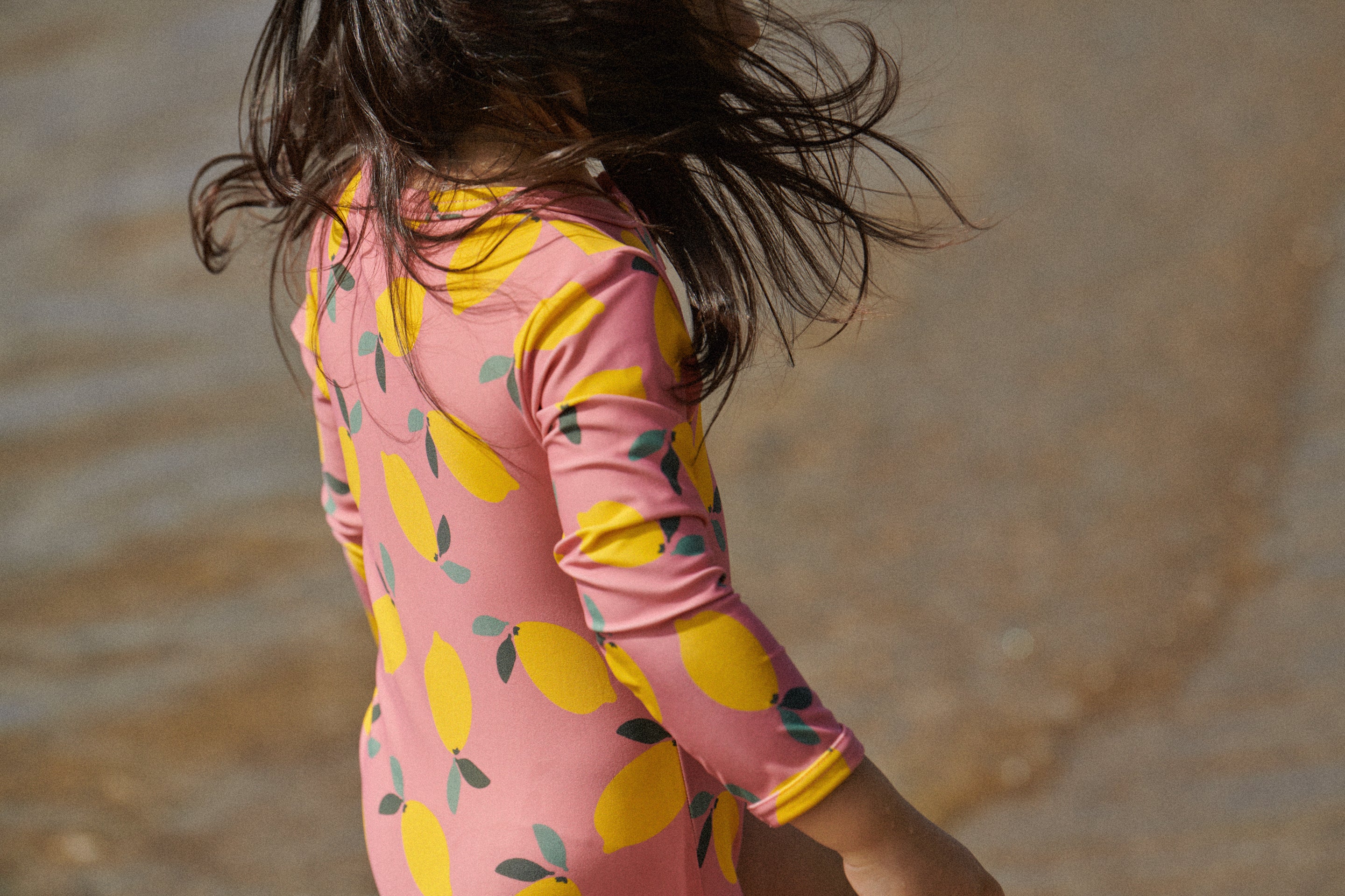 One Piece Bathing Trunks - Lemmony Rose Print - Image 2