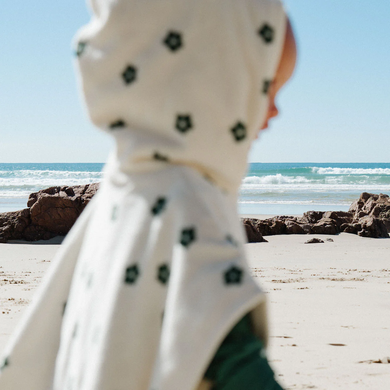 Org Cotton Poncho Towel - Flora Natural Print - Image 3