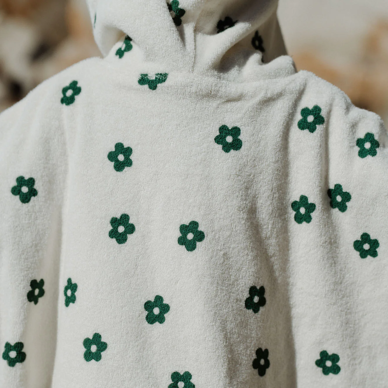 Org Cotton Poncho Towel - Flora Natural Print - Image 5
