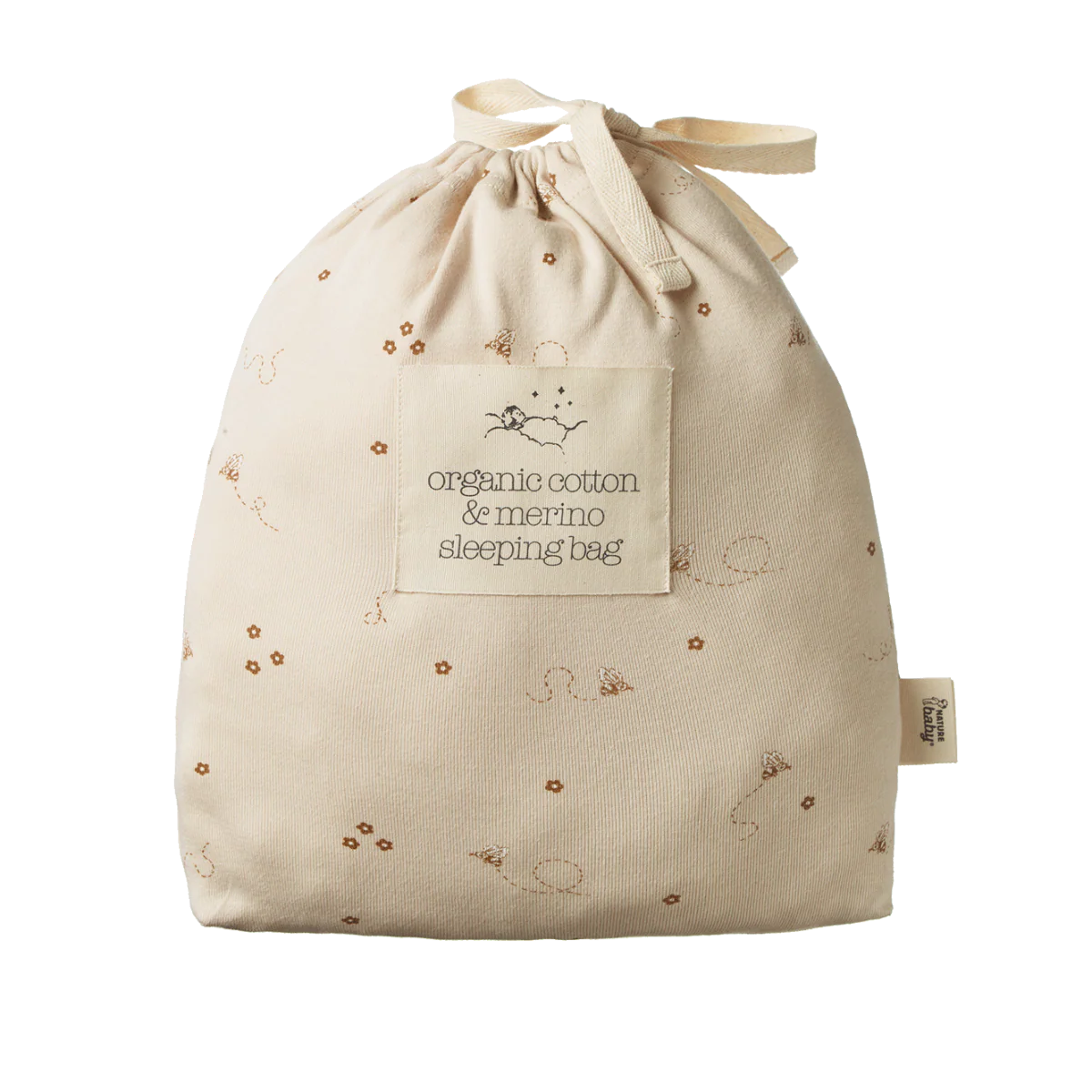 Organic Cotton & Merino Sleeping Bag - Bumble Bee Print - Image 4