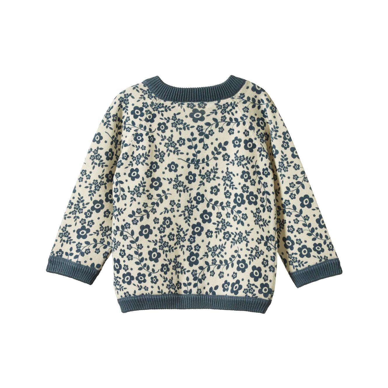 Nature Baby Piper Cardigan - Large Daisy Belle Blue Print - Image 2