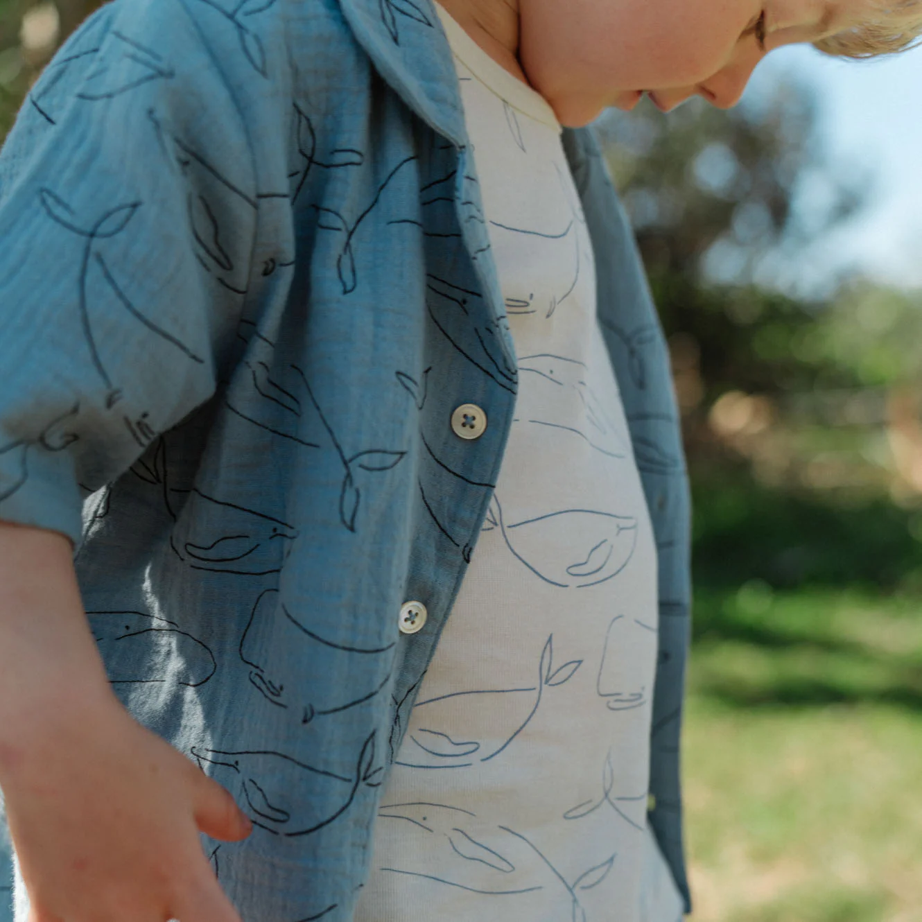 Seren Set Muslin - Blue Whale Print - Image 2