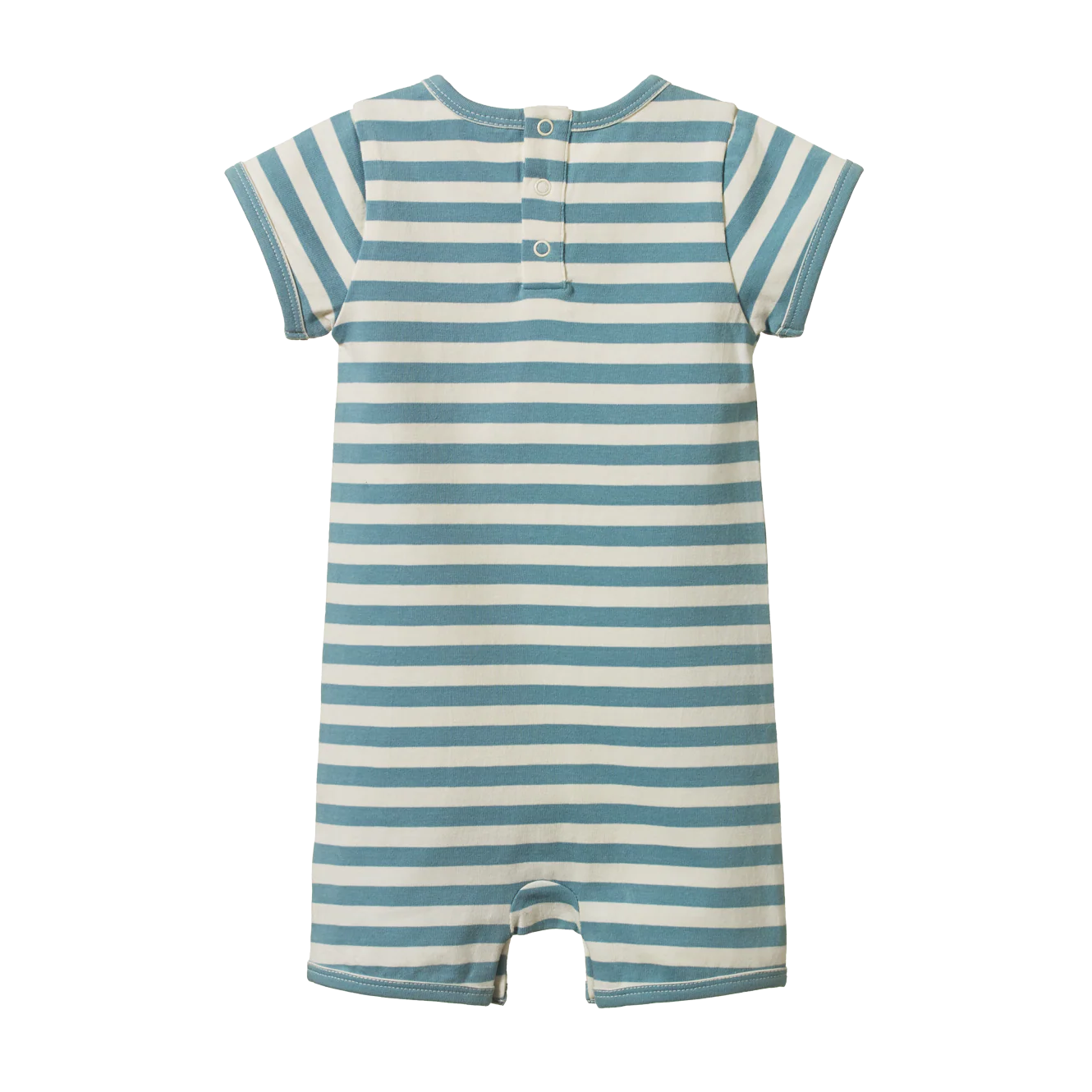 Nature Baby Short Sleeve Quincy Romper - Mineral Sea Stripe - Image 2