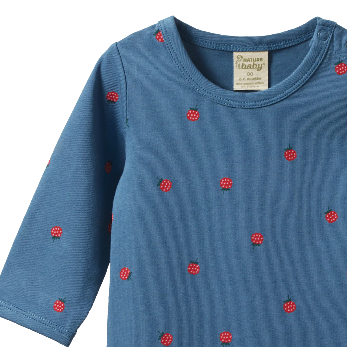 Stretch Jersey Long Sleeve Bodysuit - Raspberry Blue Print - Image 2