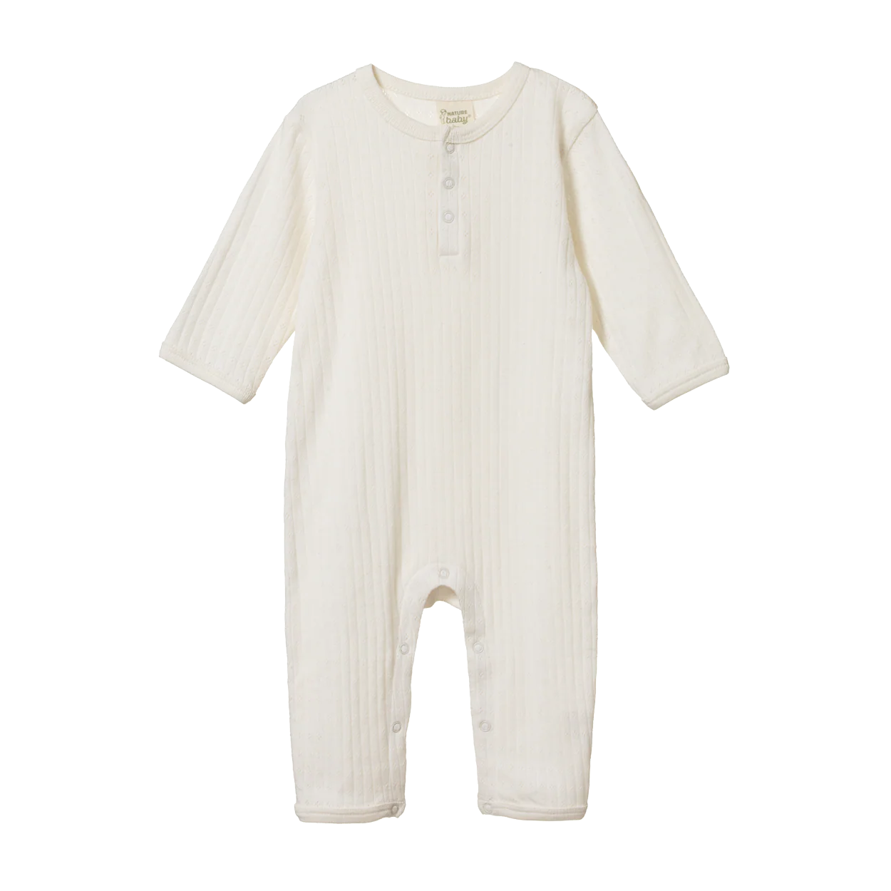 Henley Pyjama Suit Pointelle - Natural