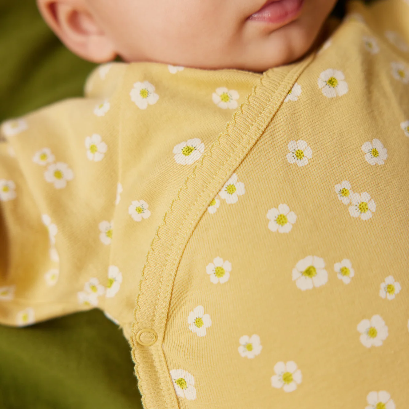 Nature Baby Short Sleeve Kimono Bodysuit - Strawberry Flower Print - Image 2