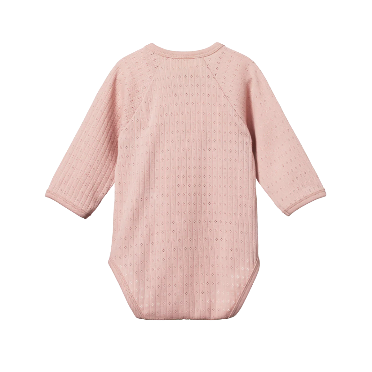 Nature Baby Long Sleeve Kimono Bodysuit Pointelle - Rose Bud - Image 2