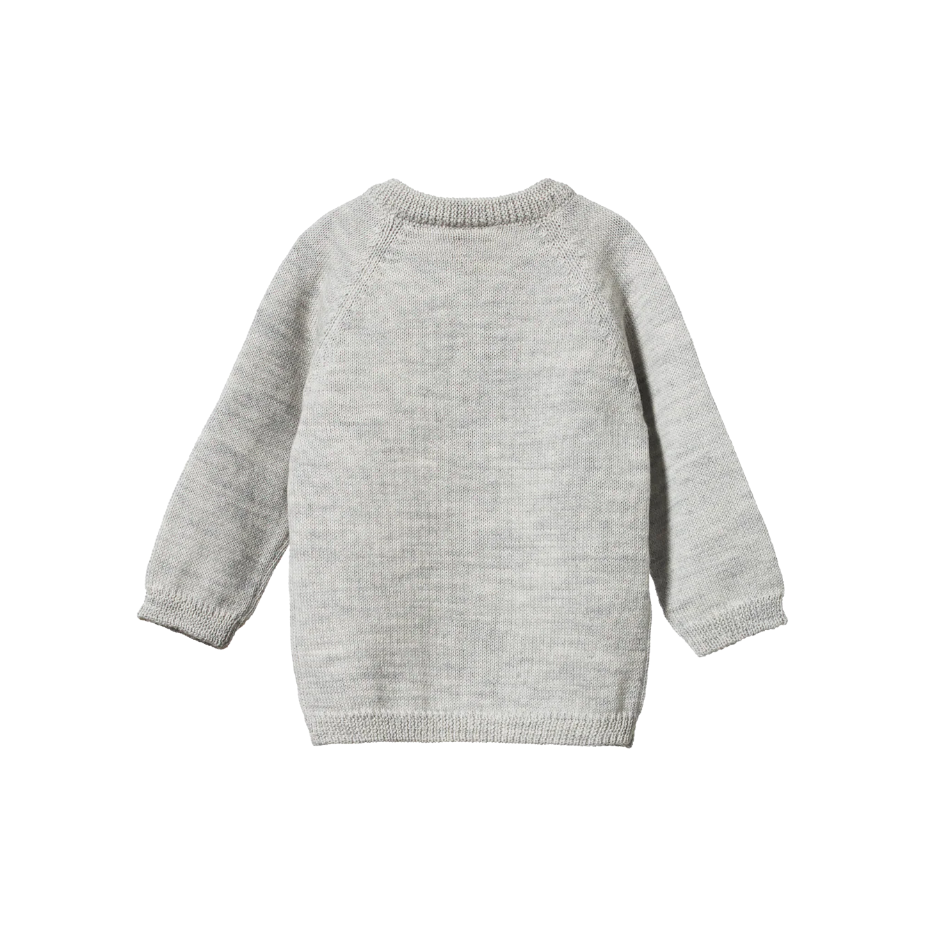 Nature Baby Merino Knit Cardigan - Light Grey Marl - Image 2