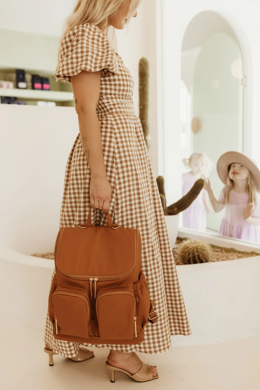 Nappy Backpack - Nylon Ochre/Gold - Image 4