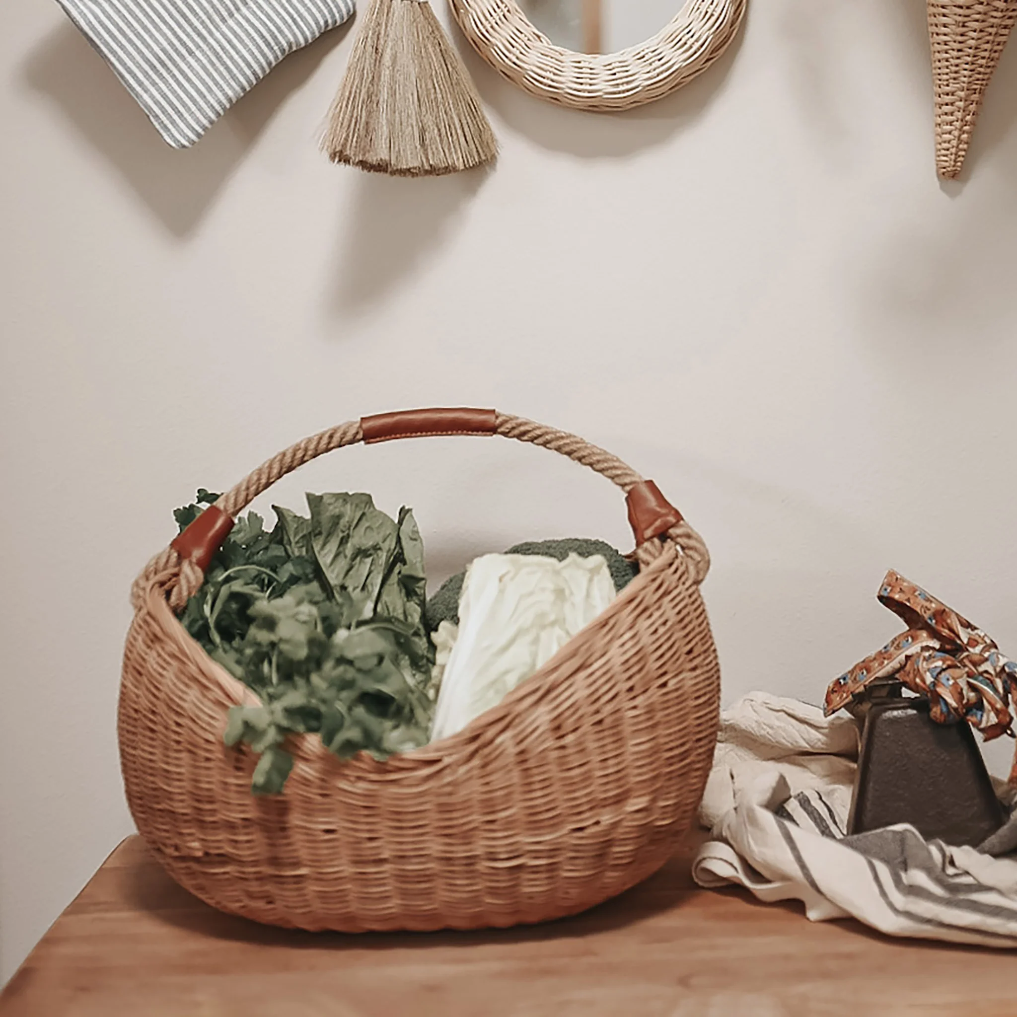 Rattan Half Moon Basket - Image 6