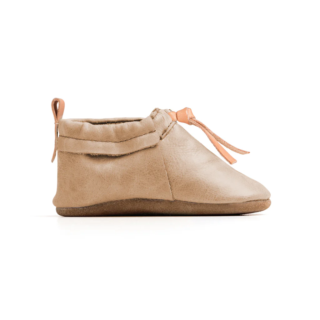 Pretty Brave Leather Baby Moccasin Shoes - Taupe - Image 3