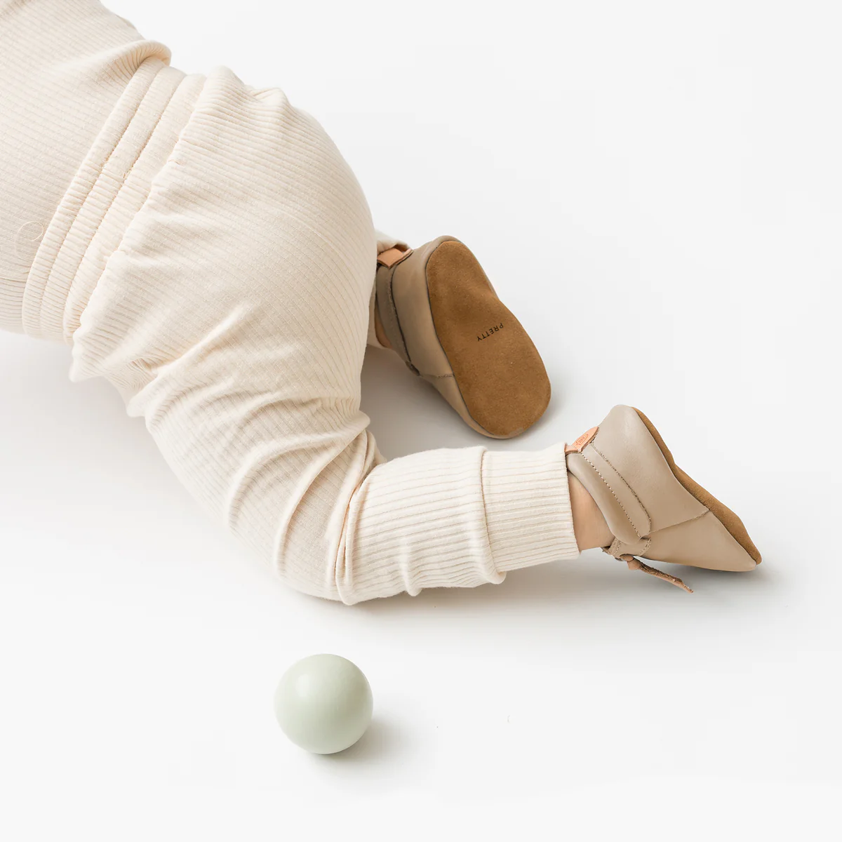 Pretty Brave Leather Baby Moccasin Shoes - Taupe - Image 9