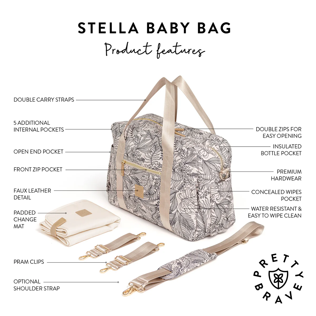 Pretty Brave Stella Baby Bag - Secret Garden - Image 6