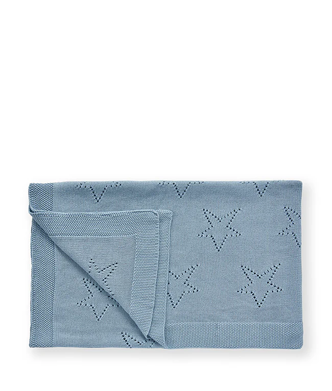 Pointelle Baby Blanket - Baby Blue - Image 3