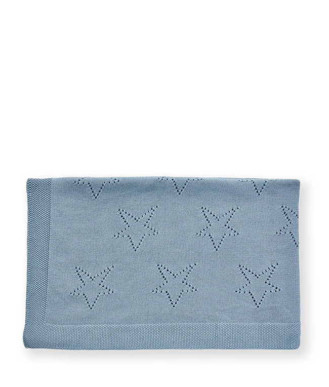Pointelle Baby Blanket - Baby Blue - Image 4