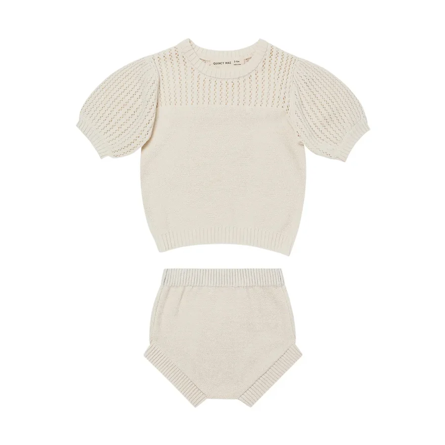 Quincy Mae Pointelle Knit Set - Ivory