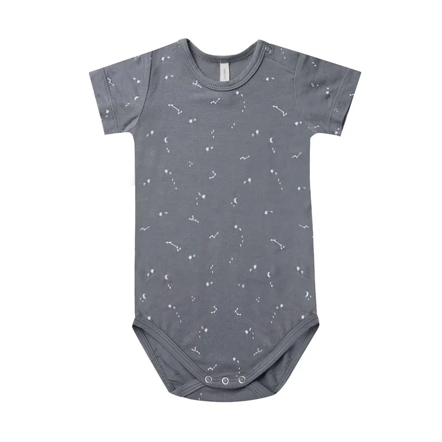 Quincy Mae Bamboo Shortsleeve Bodysuit - Washed-Indigo