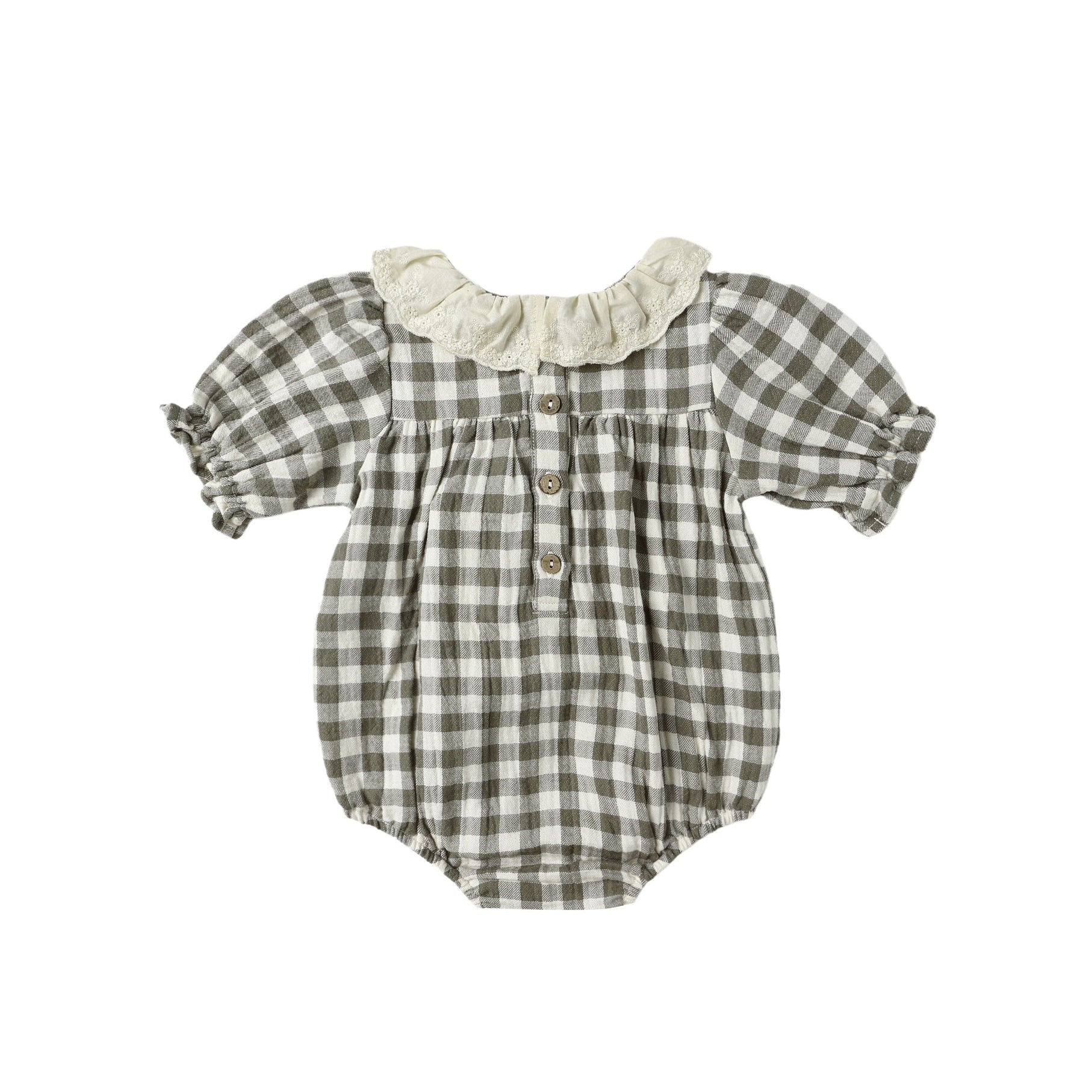 Collared Bubble Jumpsuit - Forest Check - Image 3