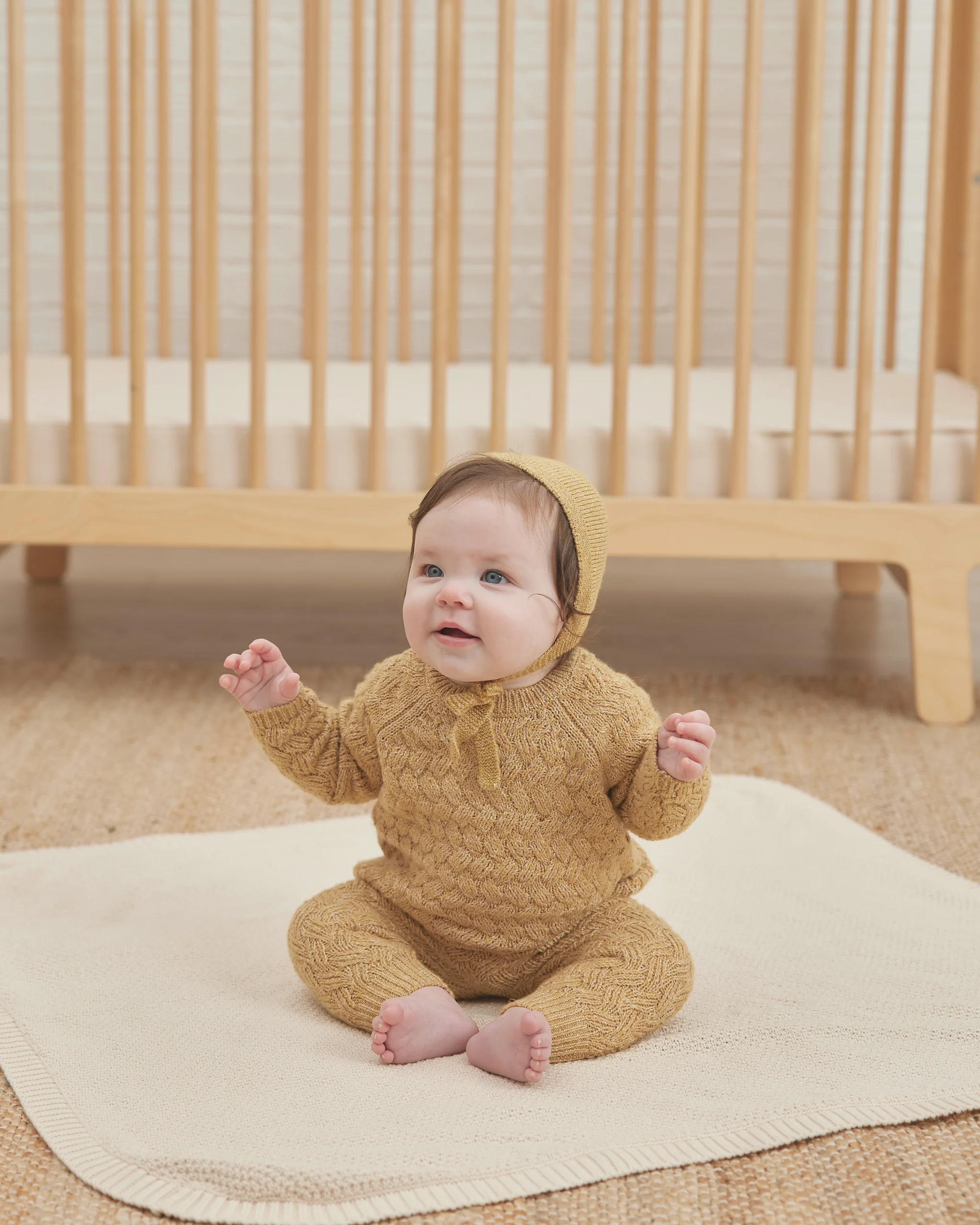 Quincy Mae Heathered Knit Bonnet - Honey - Image 2